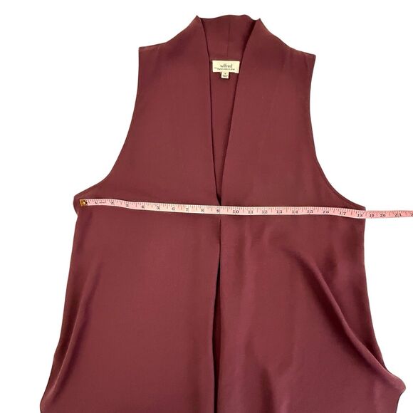 Aritzia Wilfred Nuit Blouse Women Medium Burgundy Plum Sleeveless Top Crepe - Picture 7 of 8